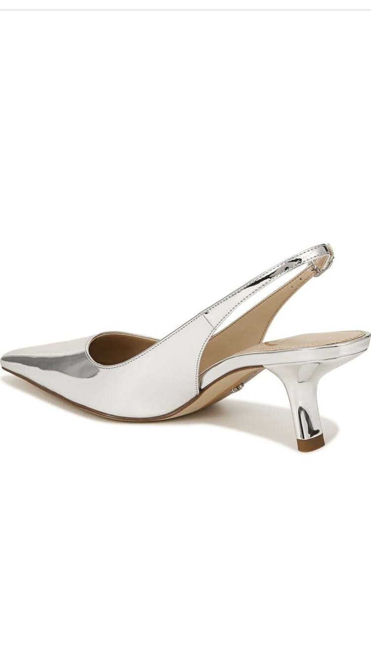 Sam Edelman Bianka Slingback Pump in Soft Silver Leather